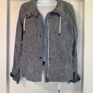 LOFT Striped Jacket in Navy and White Linen & Cotton NWOT